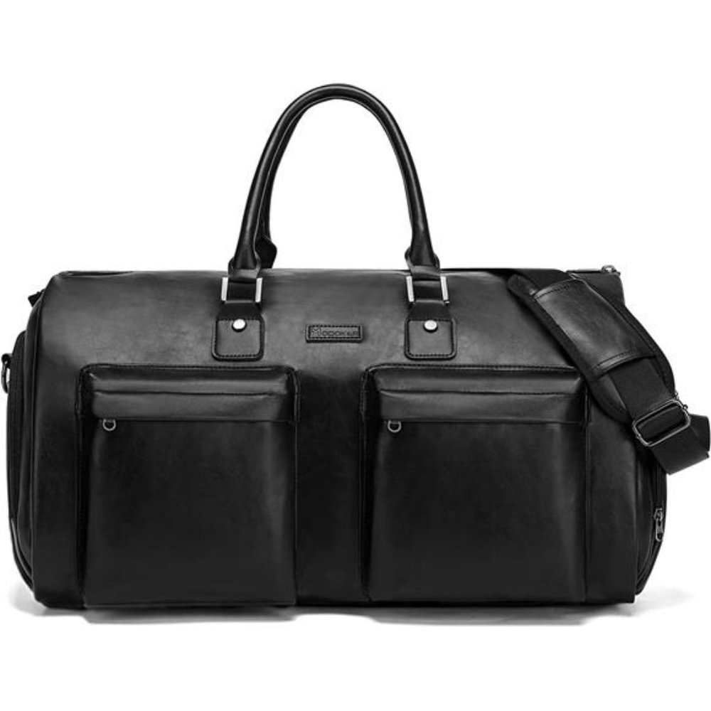 Convertible Leather Garment Bag, Carry on Garment Bags Travel Waterproof Duffel - Picture 1 of 6